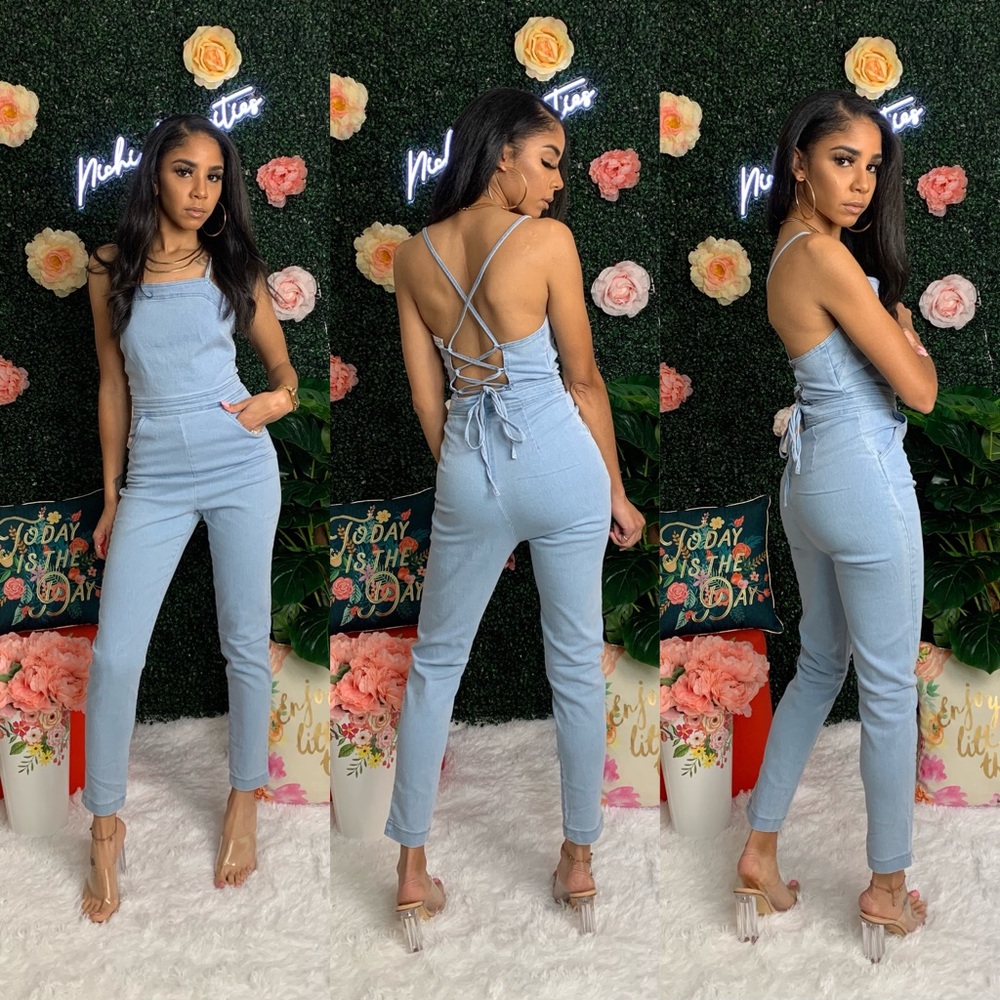 Don’t trip denim jumpsuit | light wash